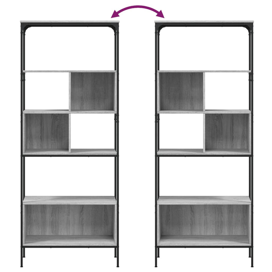 Boekenkast 5-Laags 76X33X88,5 Cm Bewerkt Hout Grijs sonoma