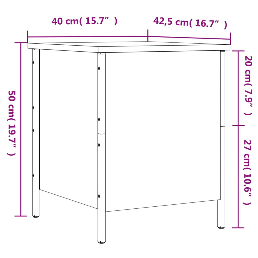 Opbergbankje 40X42,5X50 Cm Bewerkt Hout Bruineikenkleurig 40 x 42.5 x 50 cm bruin eikenkleur