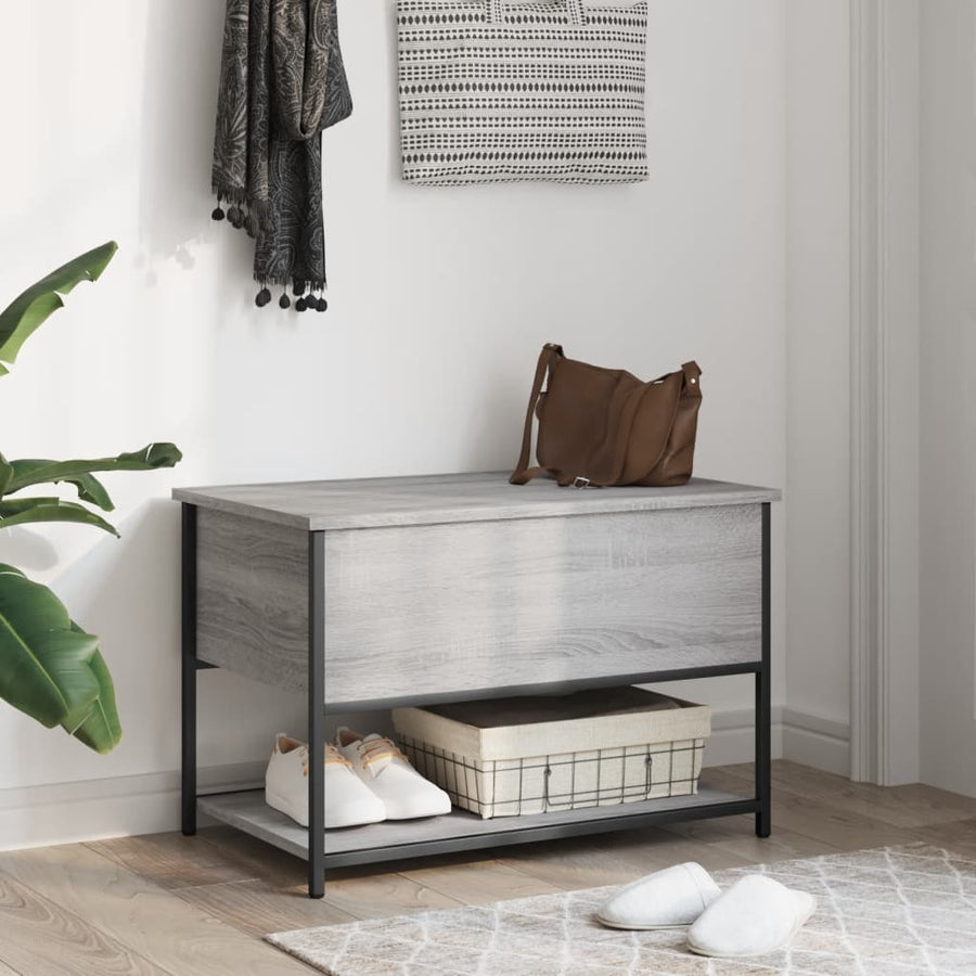 Opbergbankje 70X42,5X47 Cm Bewerkt Hout Eikenkleur 70 x 42.5 x 47 cm Grijs sonoma