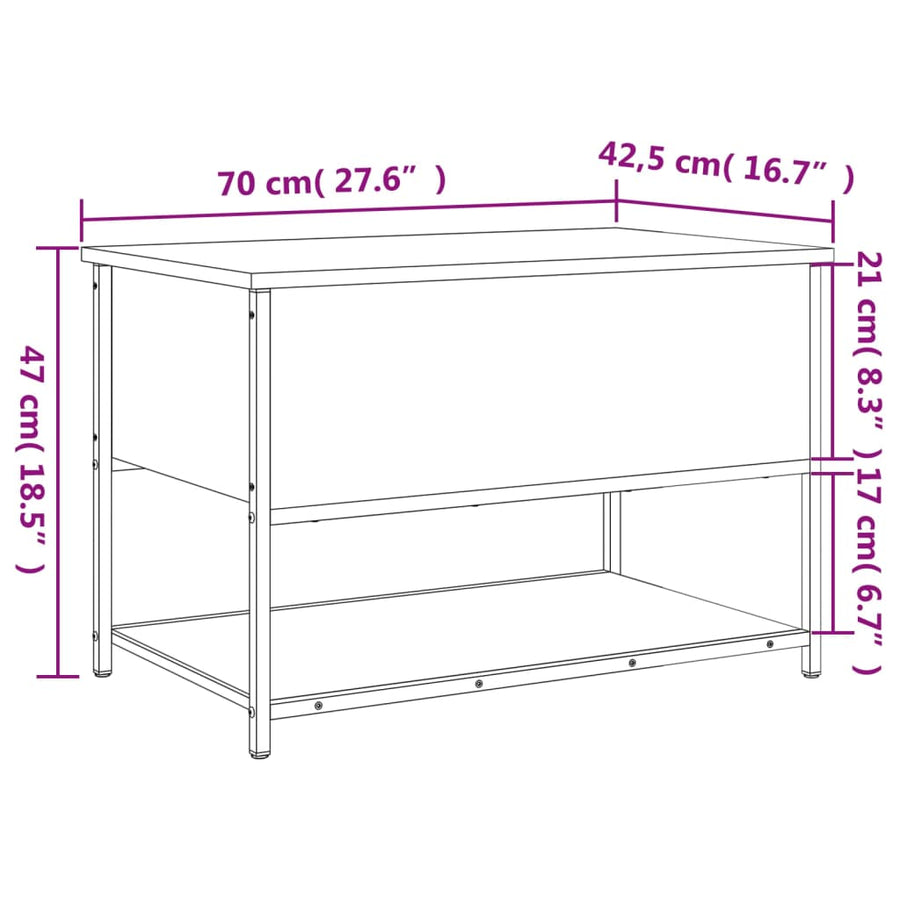 Opbergbankje 70X42,5X47 Cm Bewerkt Hout Bruineikenkleurig 70 x 42.5 x 47 cm bruin eikenkleur