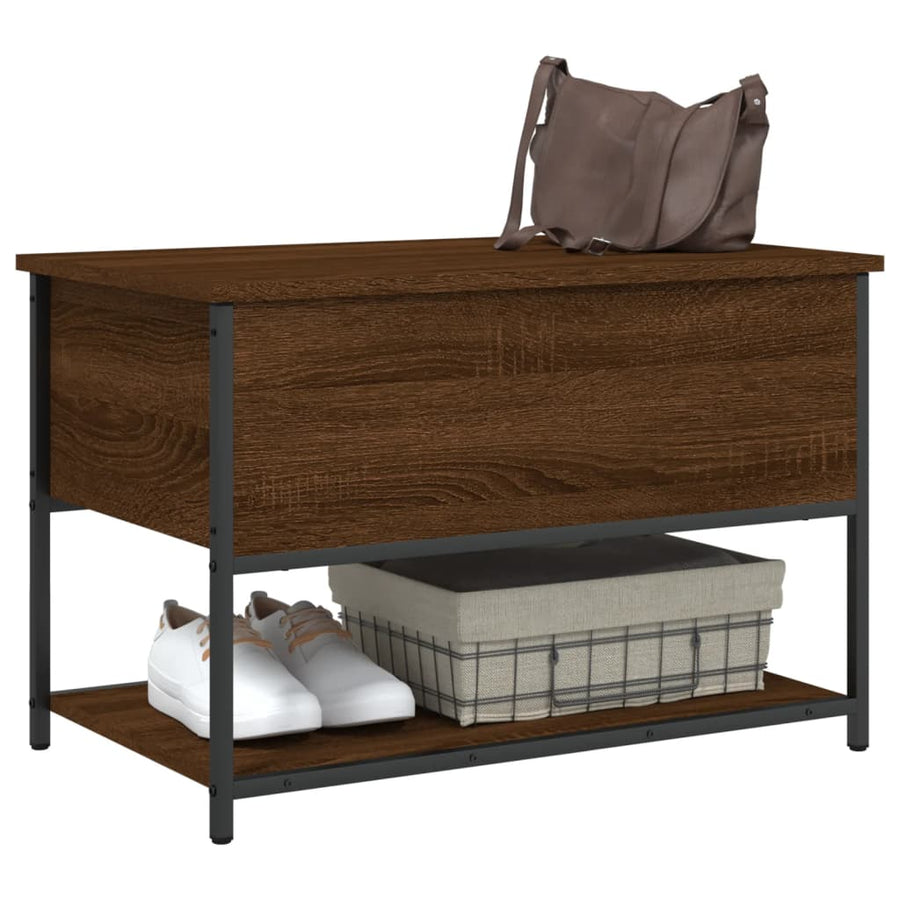 Opbergbankje 70X42,5X47 Cm Bewerkt Hout Bruineikenkleurig 70 x 42.5 x 47 cm bruin eikenkleur