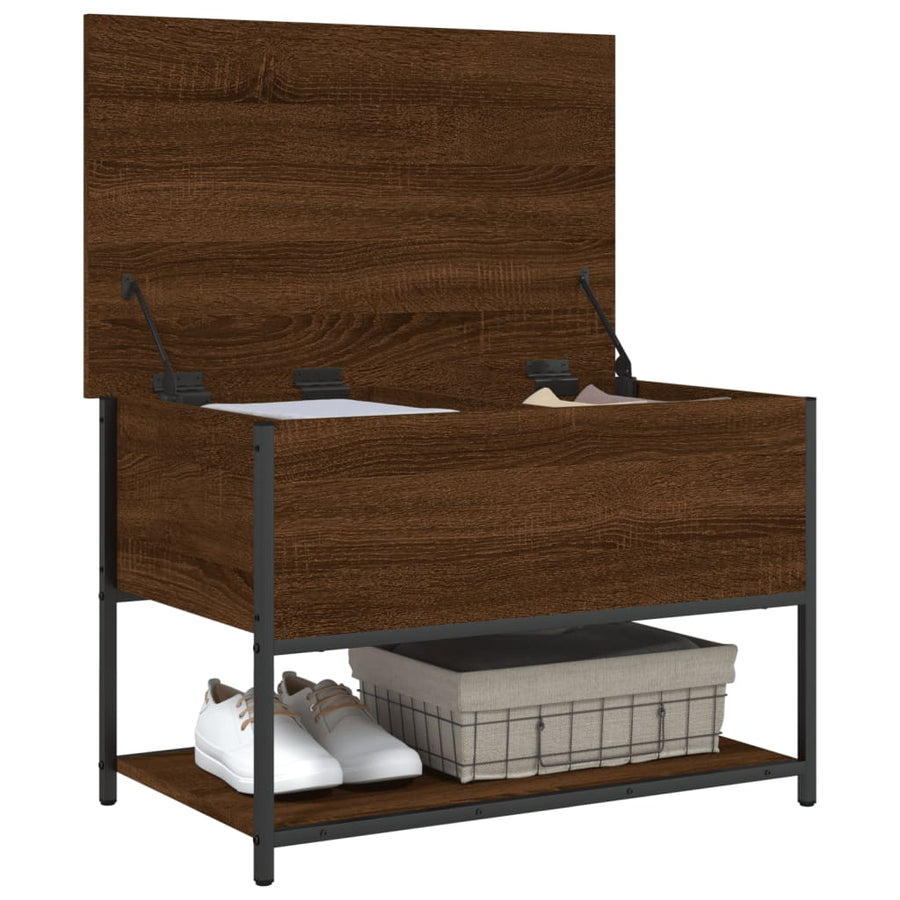 Opbergbankje 70X42,5X47 Cm Bewerkt Hout Bruineikenkleurig 70 x 42.5 x 47 cm bruin eikenkleur