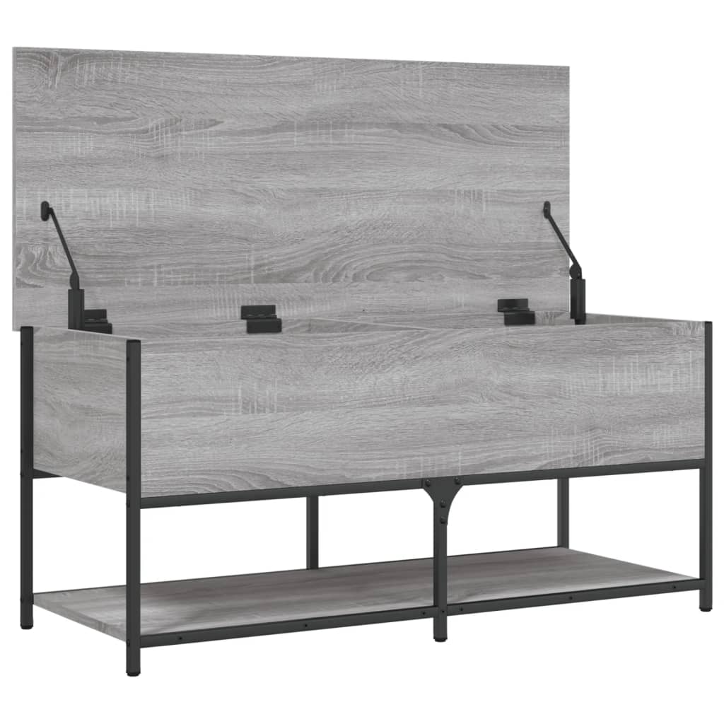Opbergbankje 100X42,5X47 Cm Bewerkt Hout Eiken 100 x 42.5 x 47 cm Grijs sonoma