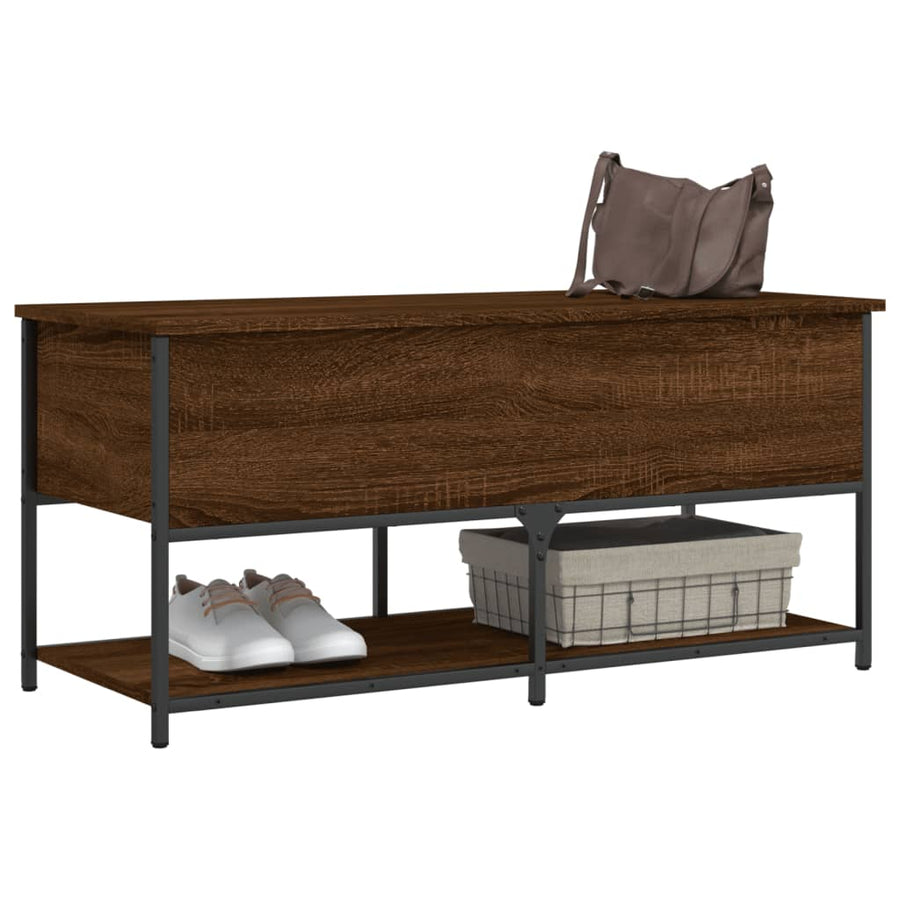 Opbergbankje 100X42,5X47 Cm Bewerkt Hout Bruineikenkleurig 100 x 42.5 x 47 cm bruin eikenkleur