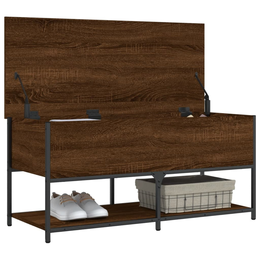 Opbergbankje 100X42,5X47 Cm Bewerkt Hout Bruineikenkleurig 100 x 42.5 x 47 cm bruin eikenkleur