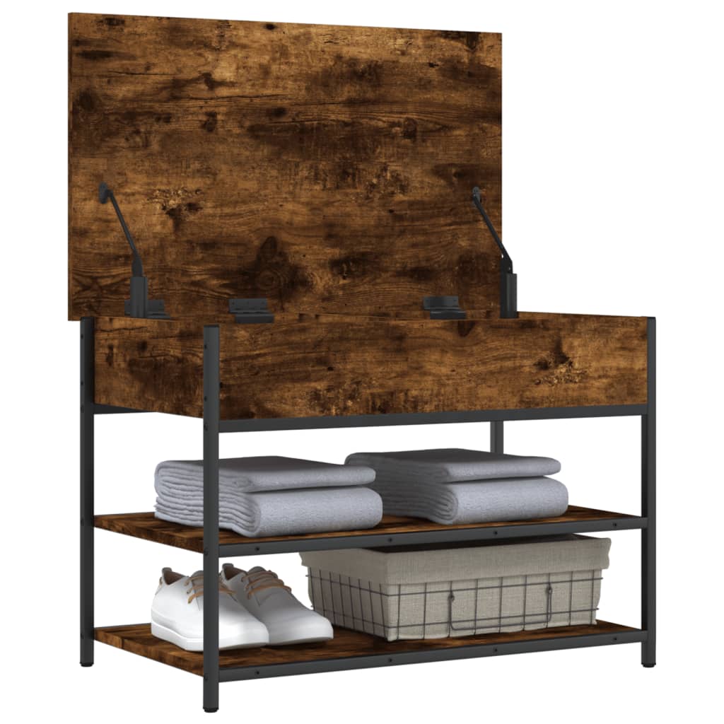 Schoenenbankje 70X42,5X50 Cm Bewerkt Hout Kleurig 70 x 42.5 x 50 cm Gerookt eiken