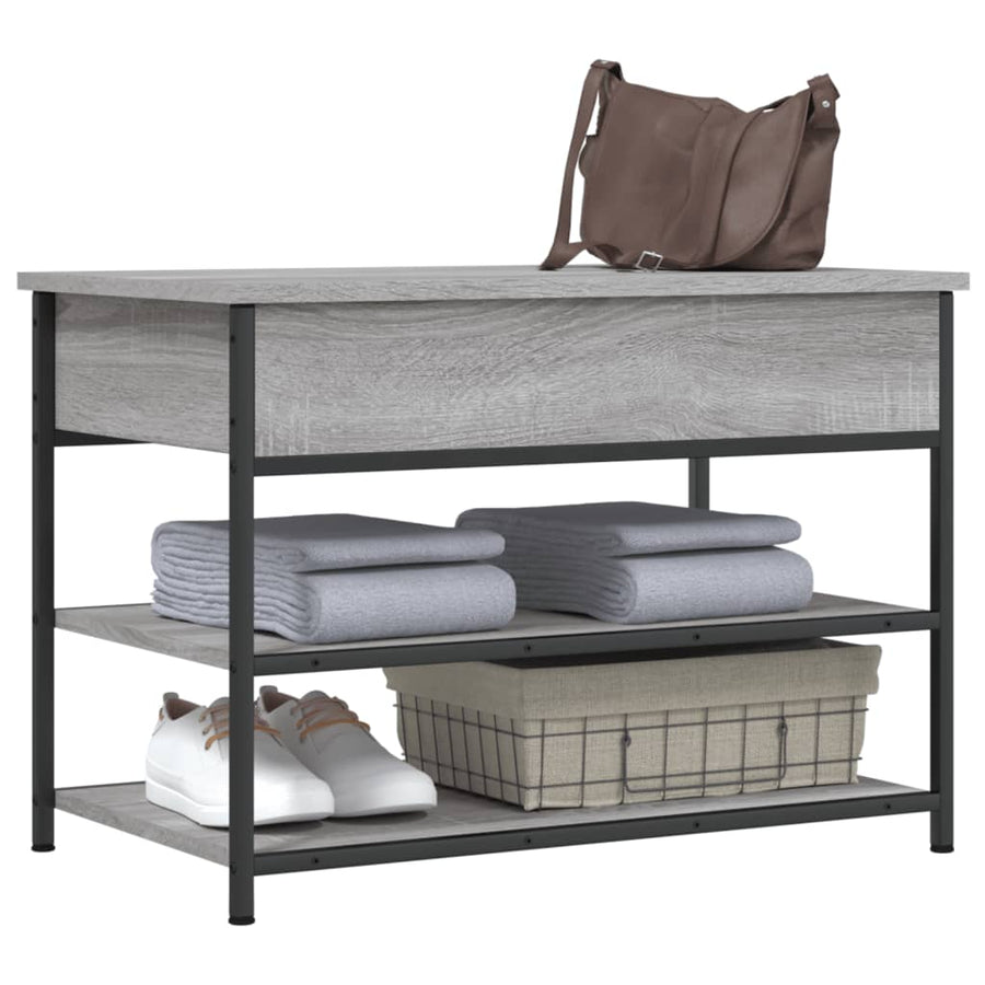 Schoenenbankje 70X42,5X50 Cm Bewerkt Hout Eiken 70 x 42.5 x 50 cm Grijs sonoma