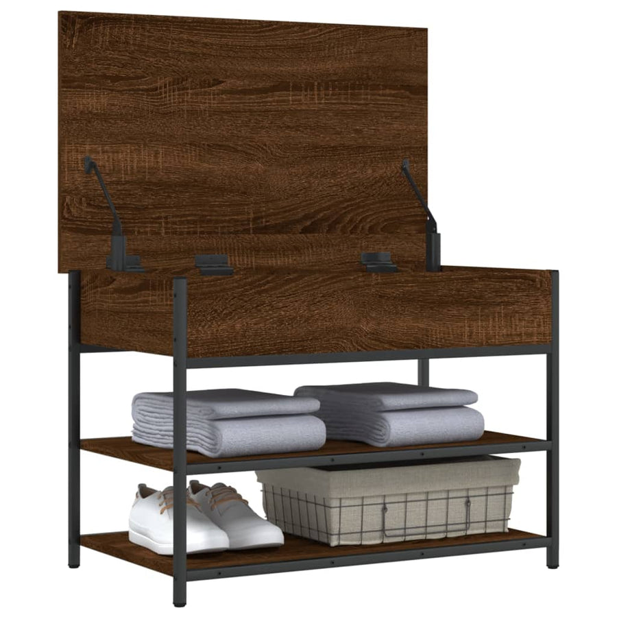 Schoenenbankje 70X42,5X50 Cm Bewerkt Hout Bruineikenkleurig 70 x 42.5 x 50 cm bruin eikenkleur
