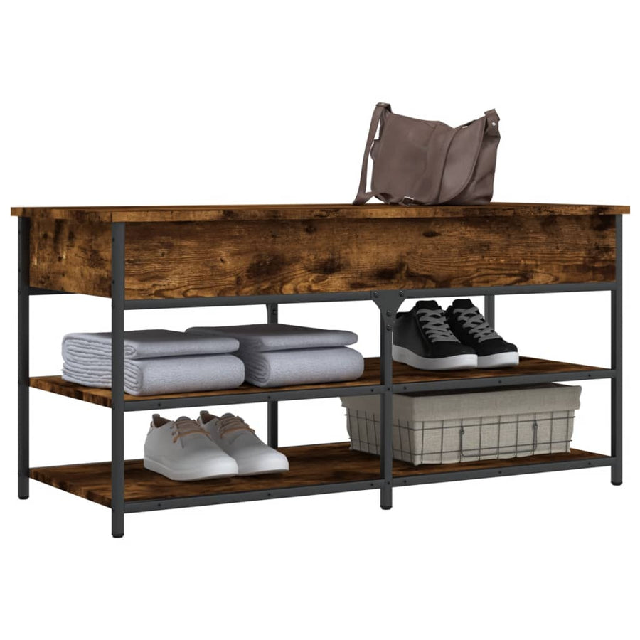 Schoenenbankje 100X42,5X50 Cm Bewerkt Hout Kleurig 100 x 42.5 x 50 cm Gerookt eiken