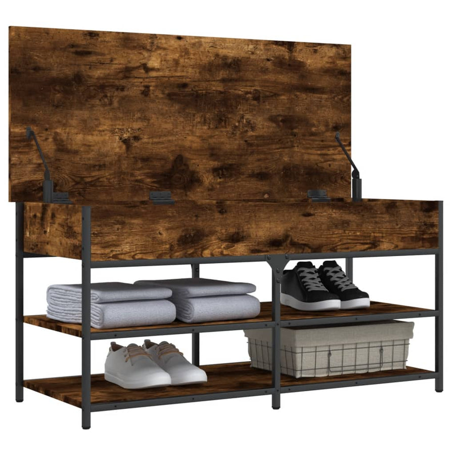 Schoenenbankje 100X42,5X50 Cm Bewerkt Hout Kleurig 100 x 42.5 x 50 cm Gerookt eiken