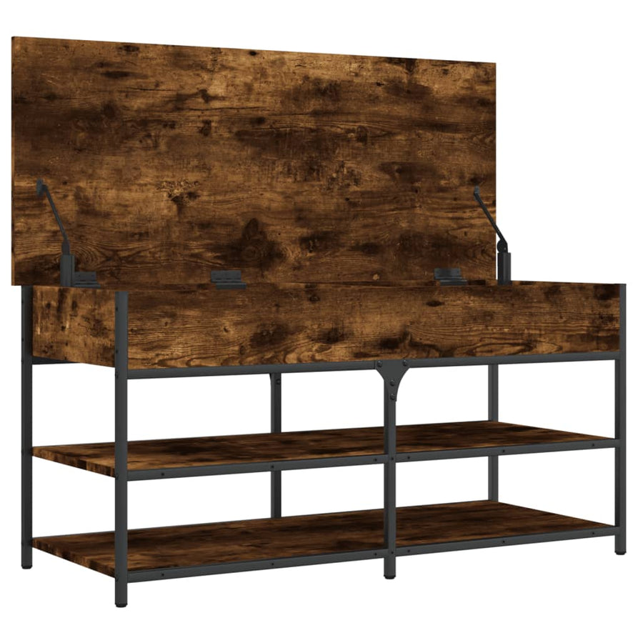 Schoenenbankje 100X42,5X50 Cm Bewerkt Hout Kleurig 100 x 42.5 x 50 cm Gerookt eiken