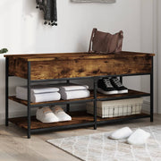 Schoenenbankje 100x42,5x50 cm bewerkt hout gerookt eiken