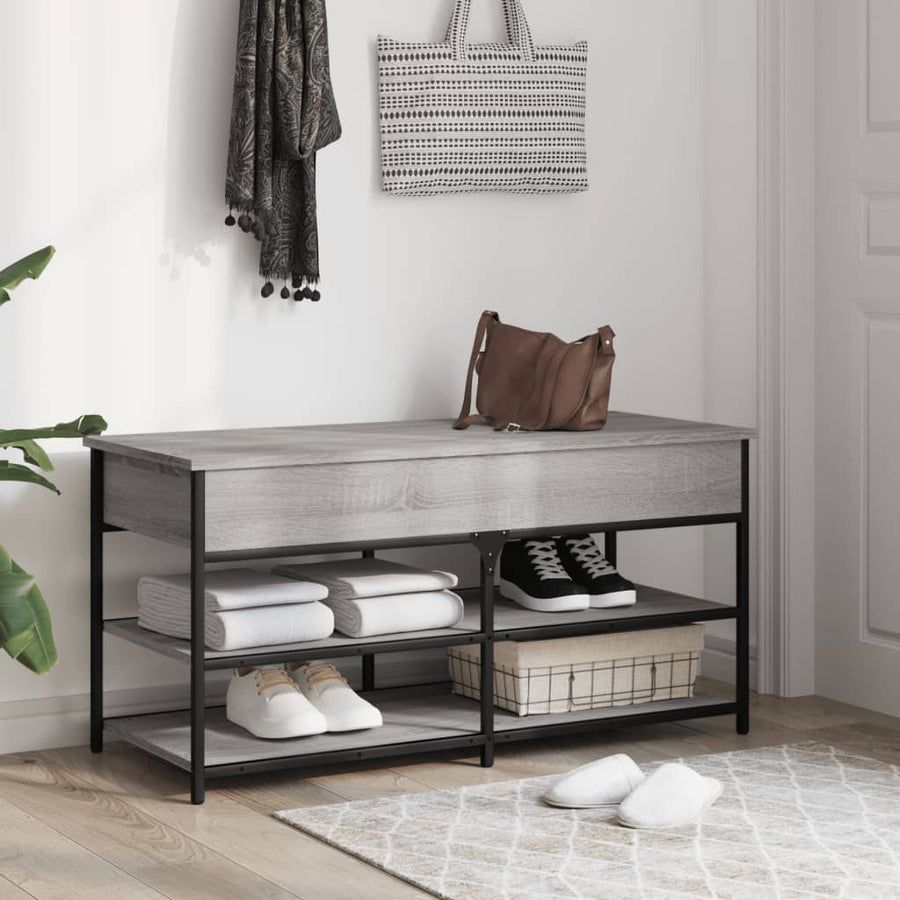 Schoenenbankje 100X42,5X50 Cm Bewerkt Hout Eiken 100 x 42.5 x 50 cm Grijs sonoma