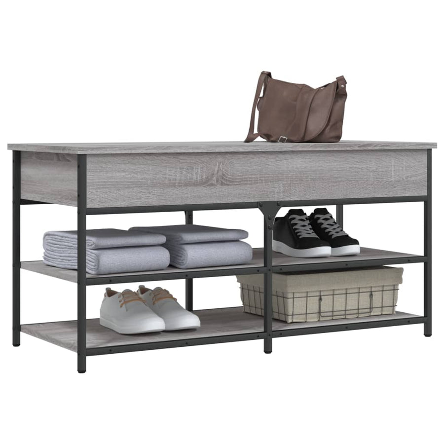 Schoenenbankje 100X42,5X50 Cm Bewerkt Hout Eiken 100 x 42.5 x 50 cm Grijs sonoma
