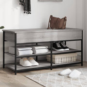 Schoenenbankje 100x42,5x50 cm bewerkt hout grijs