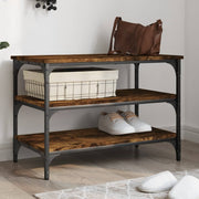 Schoenenbankje 70x38,5x49 cm bewerkt hout gerookt eiken
