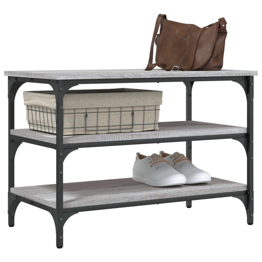 Schoenenbankje 70X38,5X49 Cm Bewerkt Hout Eiken 70 x 38.5 x 49 cm Grijs sonoma
