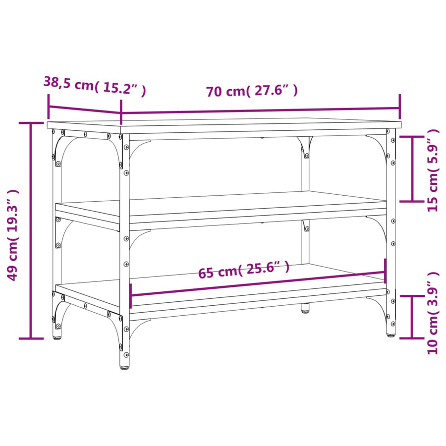 Schoenenbankje 70X38,5X49 Cm Bewerkt Hout Eiken 70 x 38.5 x 49 cm Grijs sonoma