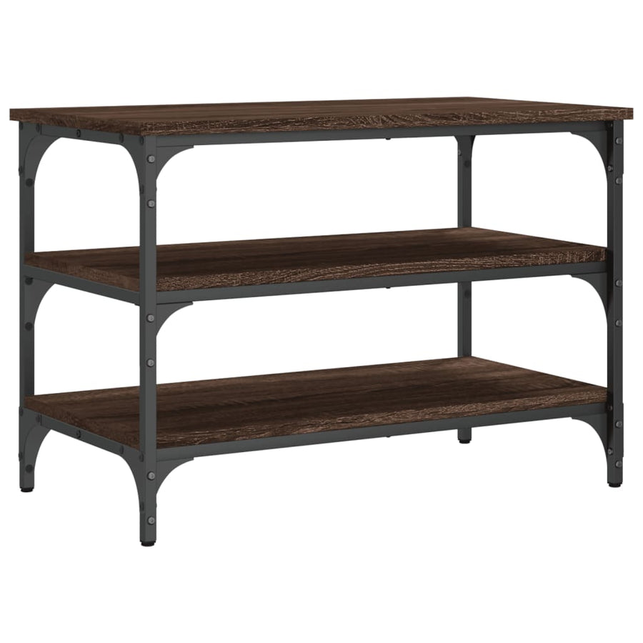 Schoenenbankje 70X38,5X49 Cm Bewerkt Hout Bruineikenkleurig 70 x 38.5 x 49 cm bruin eikenkleur
