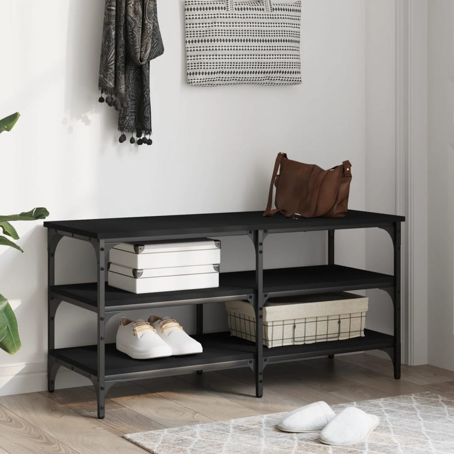 Schoenenbank 100X38,5X49 Cm Bewerkt Hout 100 x 38.5 x 49 cm Zwart