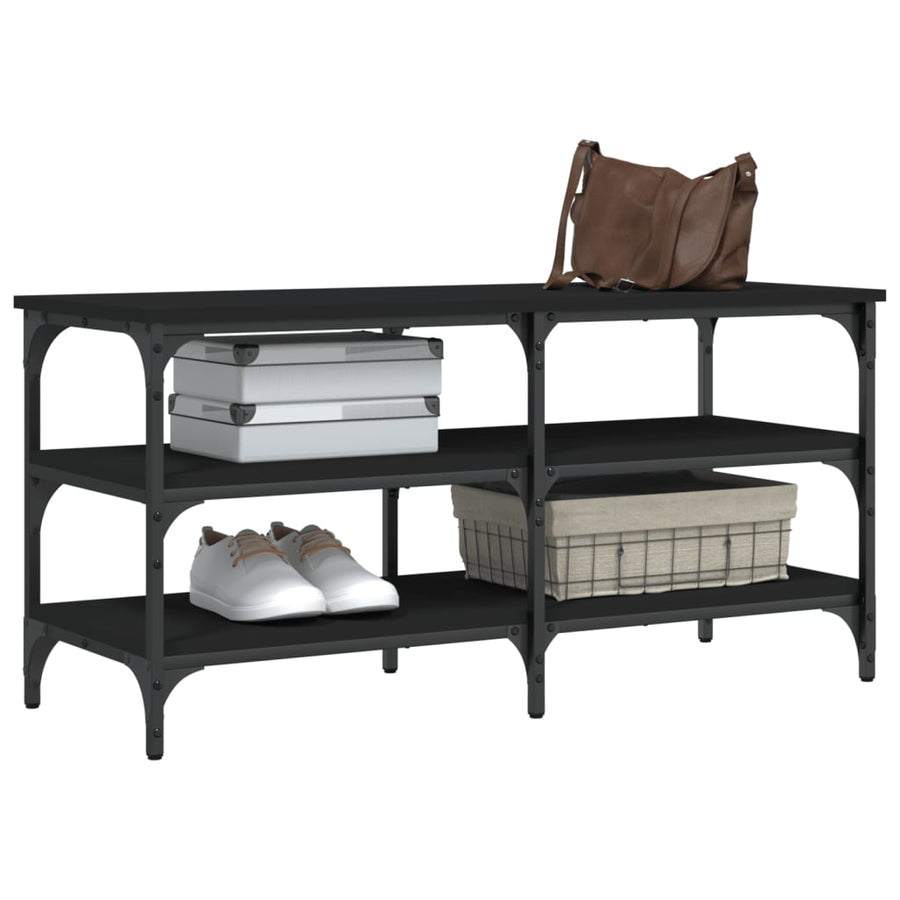Schoenenbank 100X38,5X49 Cm Bewerkt Hout 100 x 38.5 x 49 cm Zwart