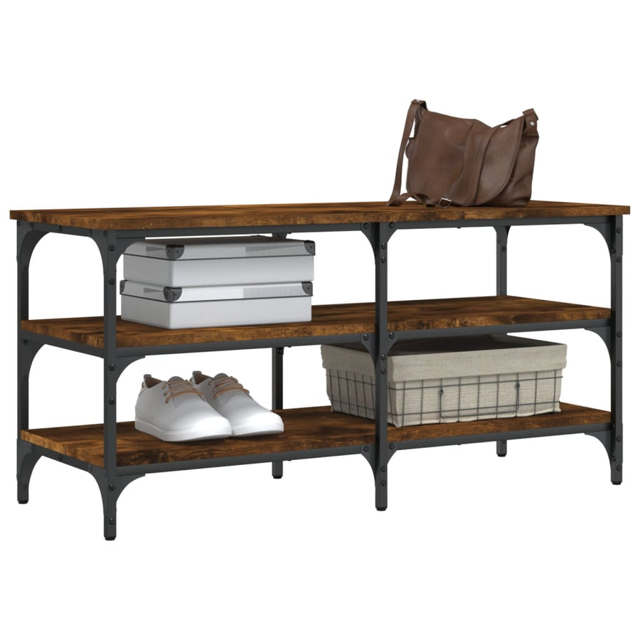 Schoenenbankje 100X38,5X49 Cm Bewerkt Hout Kleurig 100 x 38.5 x 49 cm Gerookt eiken