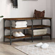 Schoenenbankje 100x38,5x49 cm bewerkt hout gerookt eiken