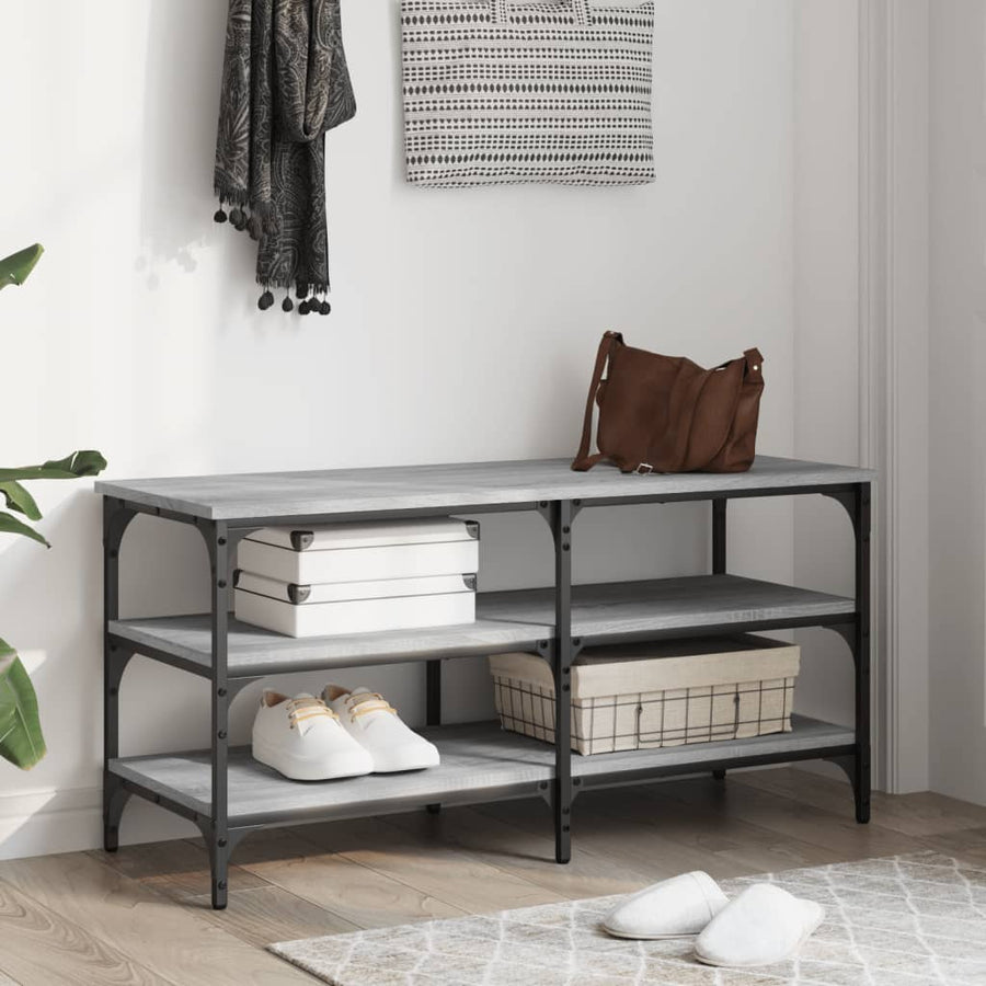Schoenenbankje 100X38,5X49 Cm Bewerkt Hout 100 x 38.5 x 49 cm Grijs sonoma
