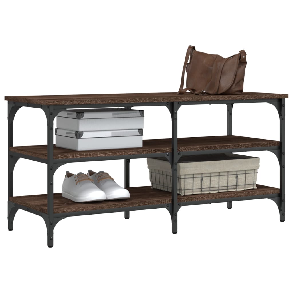 Schoenenbankje 100X38,5X49 Cm Bewerkt Hout Bruineikenkleurig 100 x 38.5 x 49 cm bruin eikenkleur