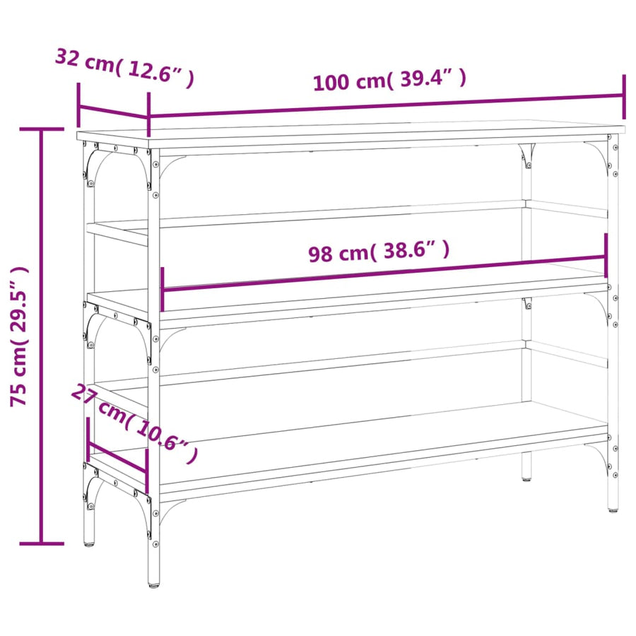 Wandtafel 00X32X75 Cm Bewerkt Hout Eikenkleurig Grijs sonoma