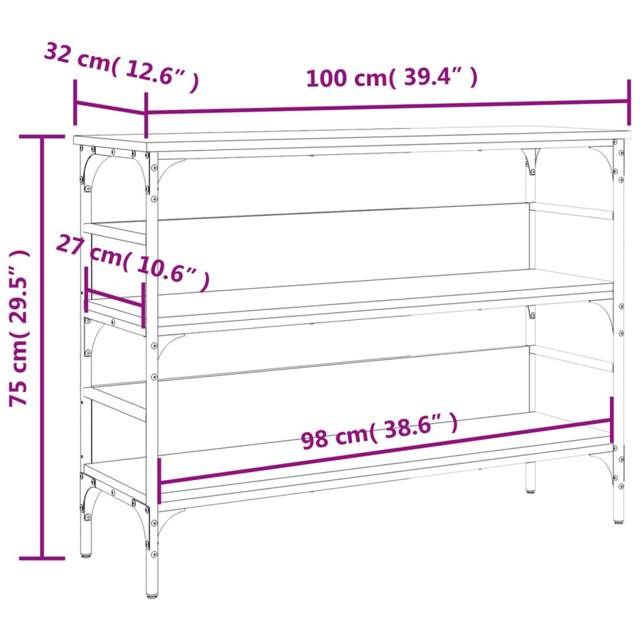 Wandtafel 100X32X75 Cm Bewerkt Hout bruin eikenkleur