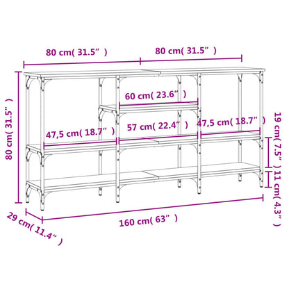 Wandtafel 60X29X80 Cm Bewerkt Hout Eikenkleurig Grijs sonoma