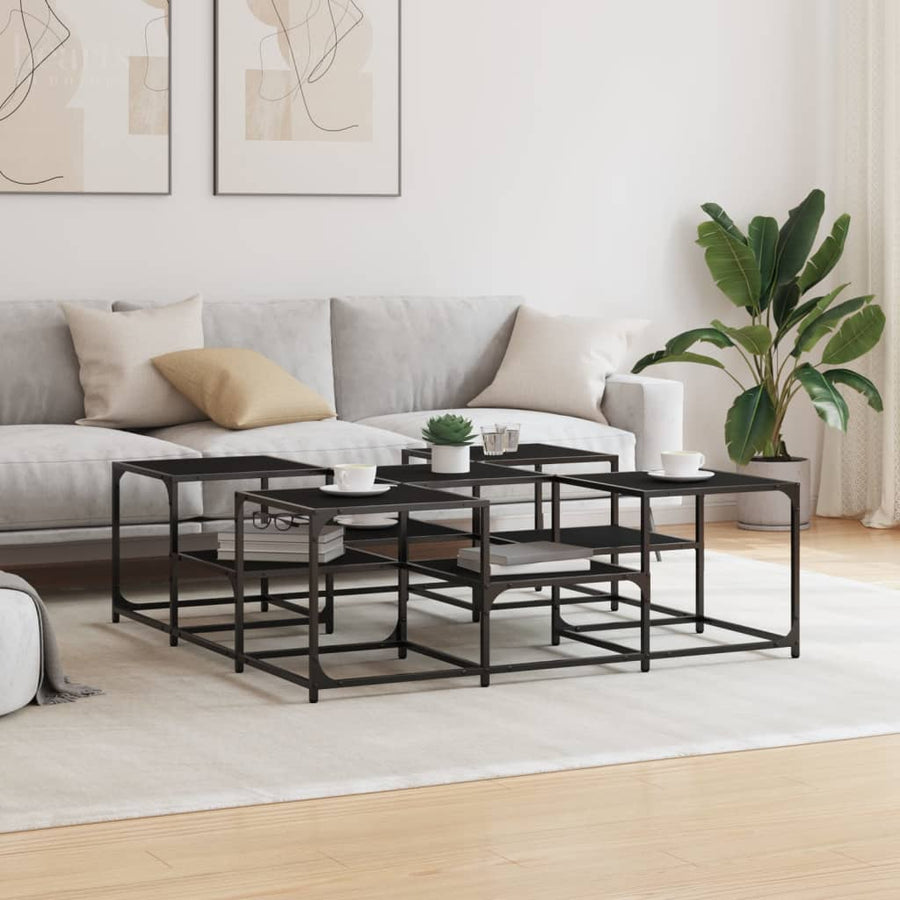 Salontafel Bewerkt Hout 121 x 121 x 40 cm Zwart