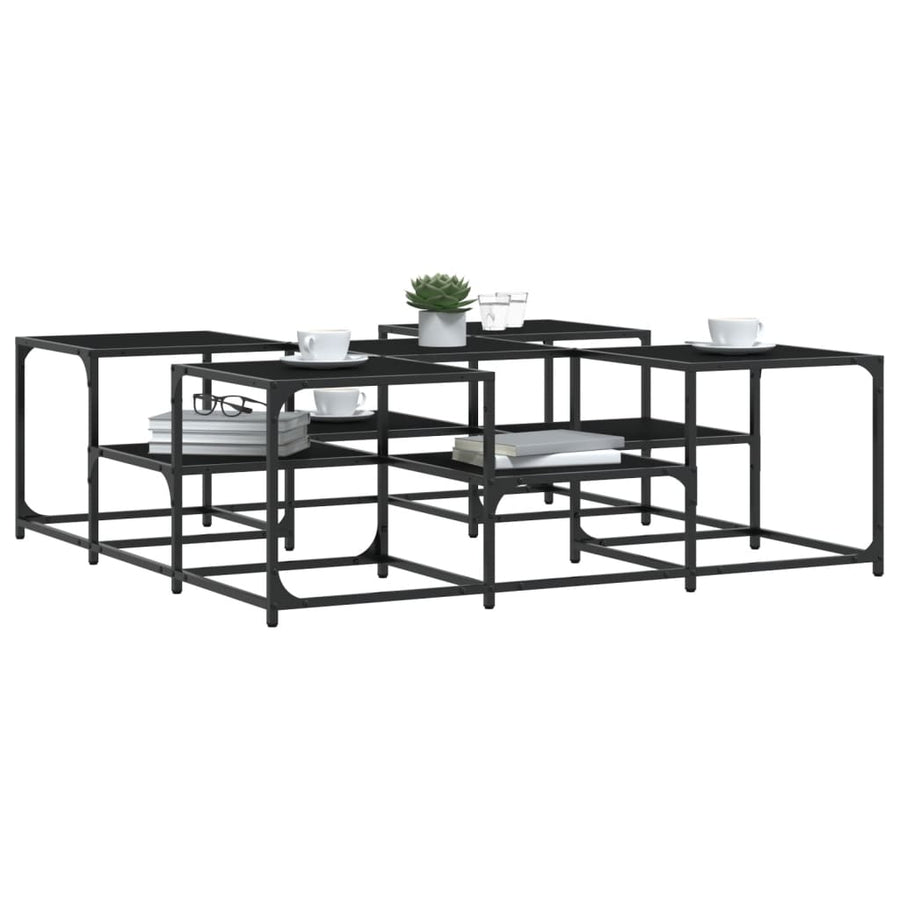 Salontafel Bewerkt Hout 121 x 121 x 40 cm Zwart