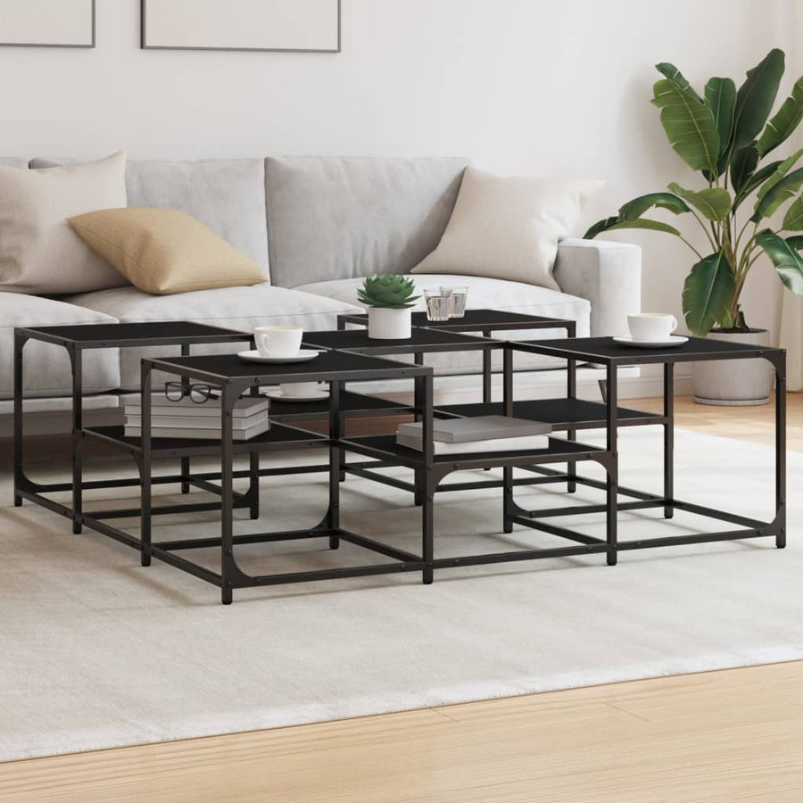 Salontafel Bewerkt Hout 121 x 121 x 40 cm Zwart