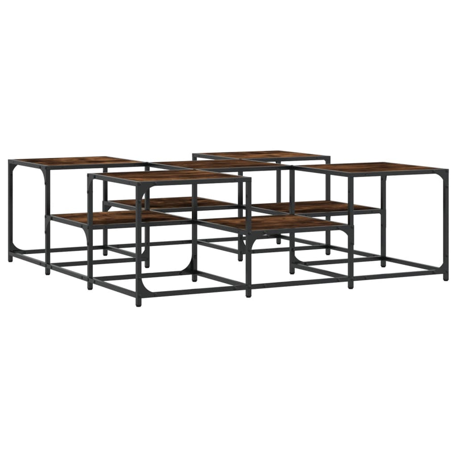 Salontafel Bewerkt Hout Kleurig 121 x 121 x 40 cm Gerookt eiken
