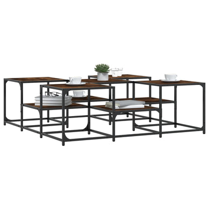 Salontafel Bewerkt Hout Kleurig 121 x 121 x 40 cm Gerookt eiken