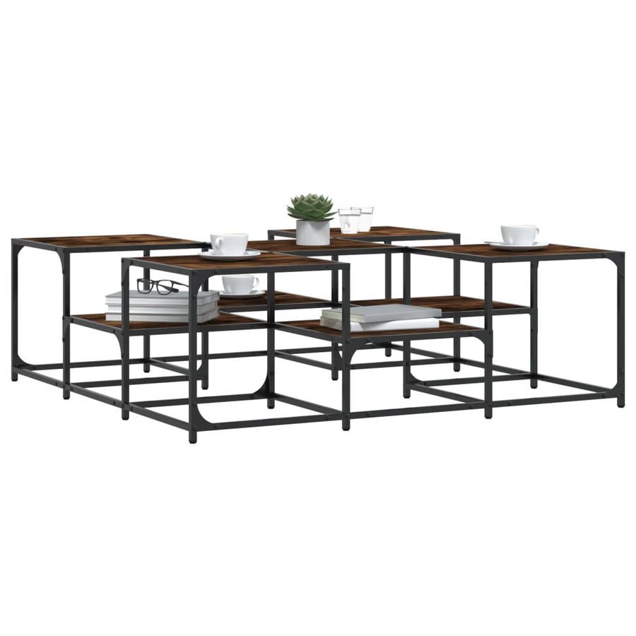 Salontafel Bewerkt Hout Kleurig 121 x 121 x 40 cm Gerookt eiken