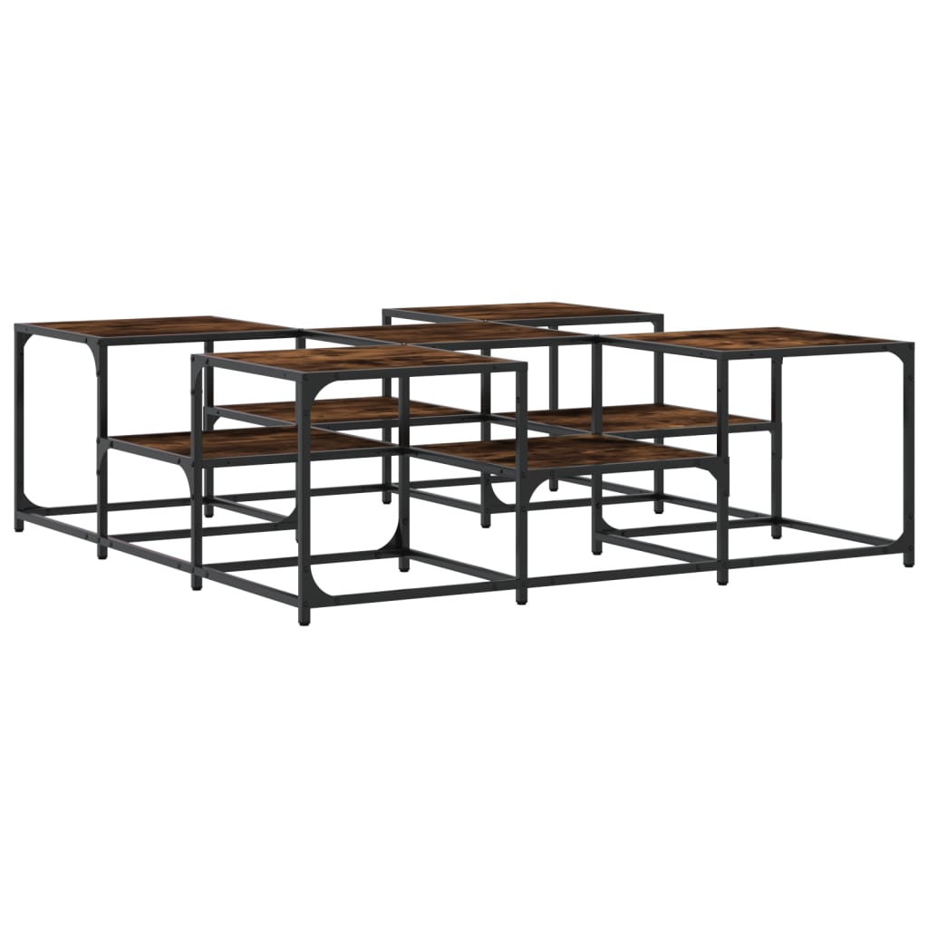 Salontafel Bewerkt Hout Kleurig 121 x 121 x 40 cm Gerookt eiken
