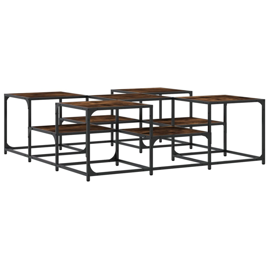 Salontafel Bewerkt Hout Kleurig 121 x 121 x 40 cm Gerookt eiken