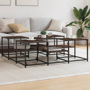 Salontafel 121x121x40 cm bewerkt hout bruineiken