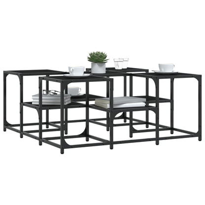 Salontafel Bewerkt Hout 91 x 91 x 40 cm Zwart