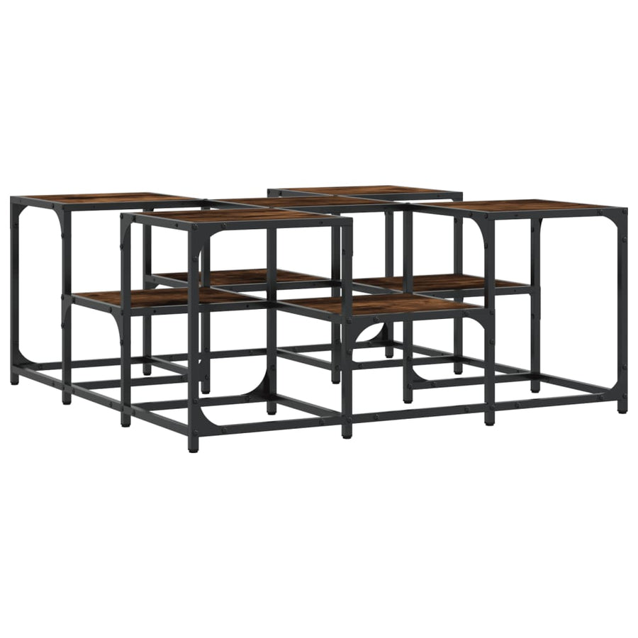 Salontafel Bewerkt Hout Kleurig 91 x 91 x 40 cm Gerookt eiken
