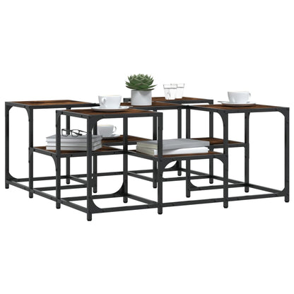 Salontafel Bewerkt Hout Kleurig 91 x 91 x 40 cm Gerookt eiken