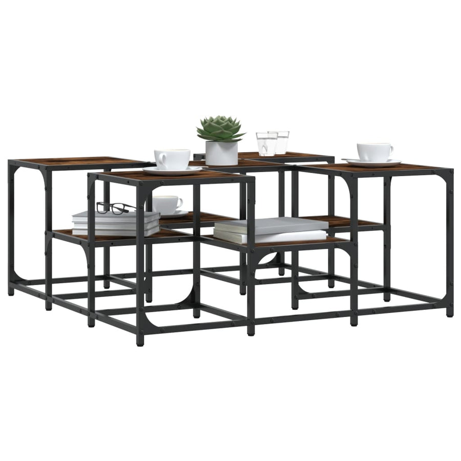 Salontafel Bewerkt Hout Kleurig 91 x 91 x 40 cm Gerookt eiken