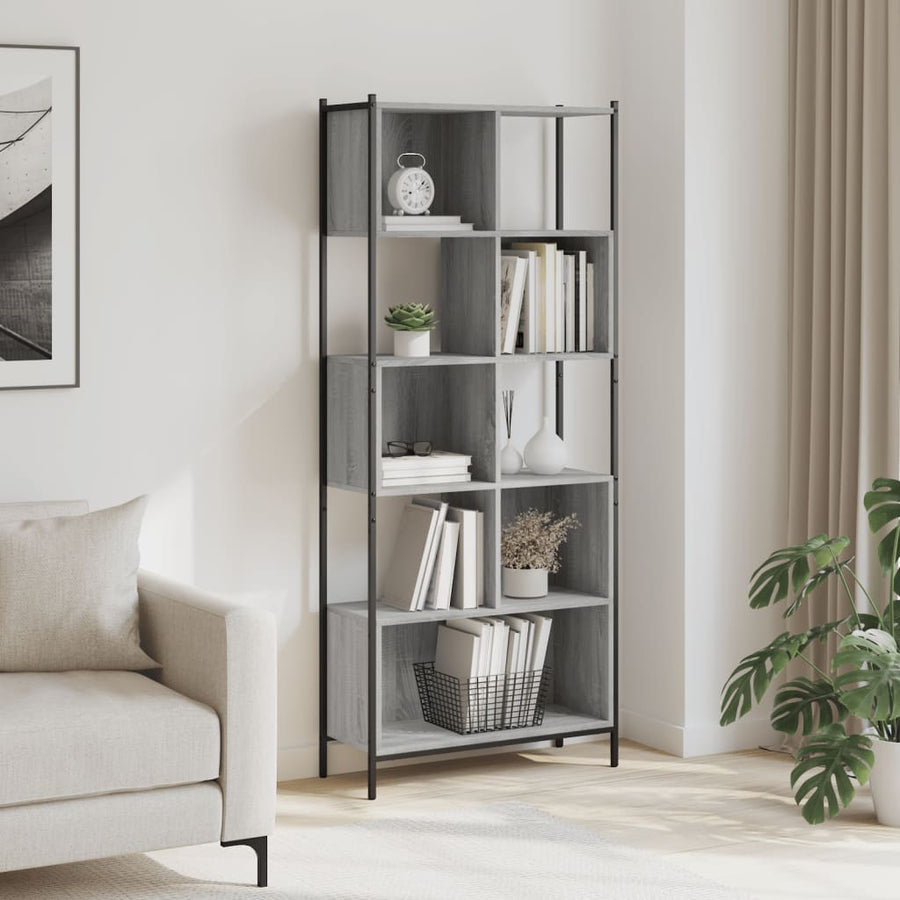Boekenkast 72X28X72 Cm Bewerkt Hout Eikenkleurig Grijs sonoma