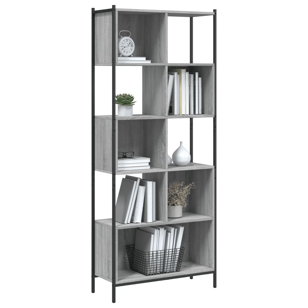 Boekenkast 72X28X72 Cm Bewerkt Hout Eikenkleurig Grijs sonoma