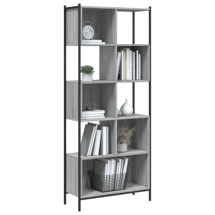 Boekenkast 72X28X72 Cm Bewerkt Hout Eikenkleurig Grijs sonoma
