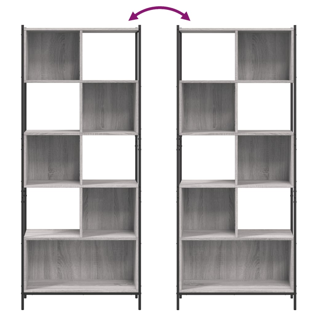 Boekenkast 72X28X72 Cm Bewerkt Hout Eikenkleurig Grijs sonoma
