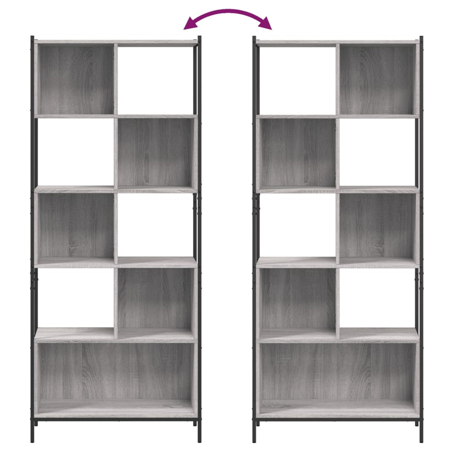 Boekenkast 72X28X72 Cm Bewerkt Hout Eikenkleurig Grijs sonoma